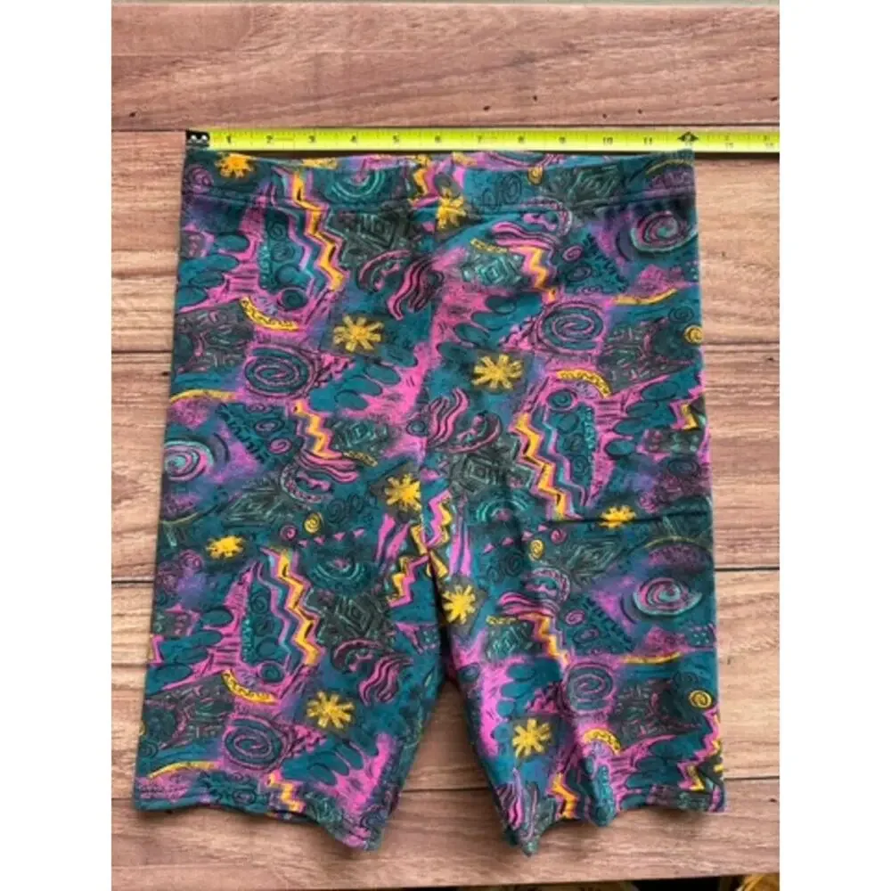 Vintage 80s 90s Tight End San Francisco Abstract Floral Bike Shorts Cotton M